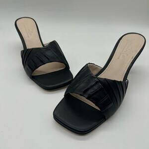 Journee Collection Heels Womens 9 Black Genuine Leather Juliette Sandals NEW